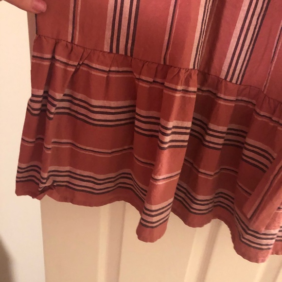 Striped Light Pink Dress w/ Ruffled Bottom - Picture 5 of 6